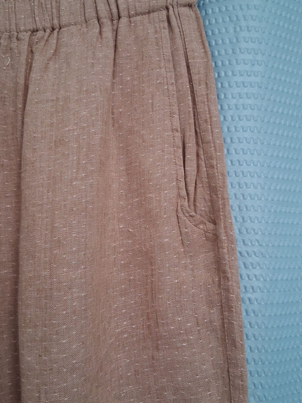 Flax Women's Elastic-Waist Wide-Leg Chinos in Dusty Rose/salmon, 100% Linen - Picture 2 of 4